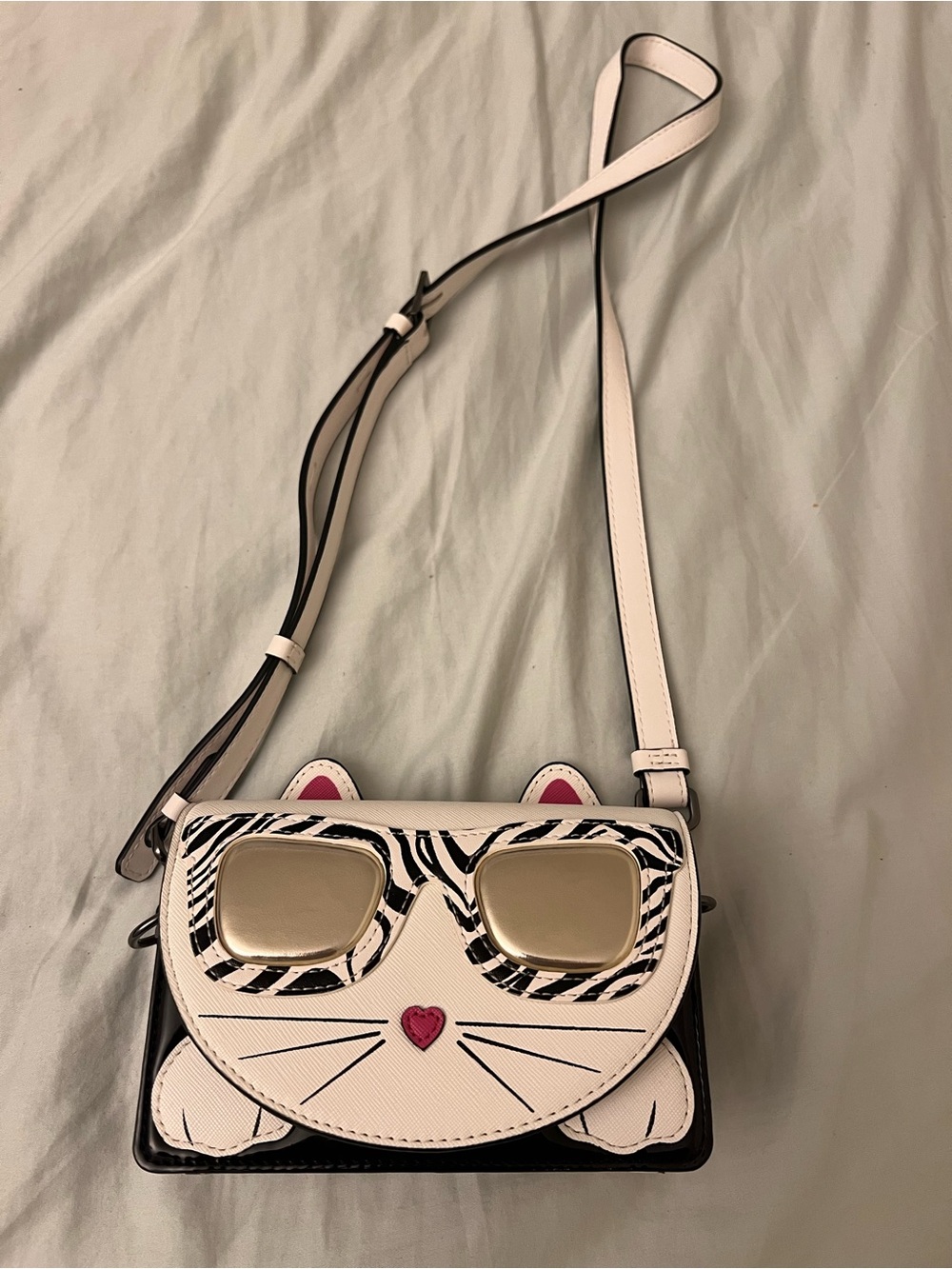 Girl’s Cat Face Crossbody Bag with Sunglasses Detail